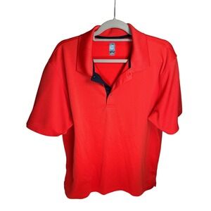PGA Tour Golf Polo Shirt Red‎ Textured Short Sleeve Button Up Men's XL